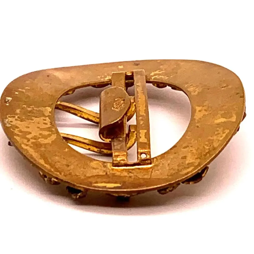 Fisher Nessler Antique Edwardian c.1900-1910 Brass‎ Crystal Flower Sash Buckle